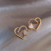 Earrings Charm Jewelry Shiny Crystal Double Hearts DM20X232 - Touchy Style