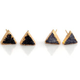 Earrings Charm Jewelry Simple Triangle Quartz Natural Stone 