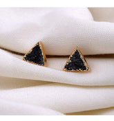 Earrings Charm Jewelry Simple Triangle Quartz Natural Stone 