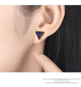 Earrings Charm Jewelry Simple Triangle Quartz Natural Stone 