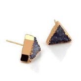 Earrings Charm Jewelry Simple Triangle Quartz Natural Stone 