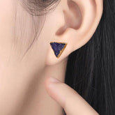 Earrings Charm Jewelry Simple Triangle Quartz Natural Stone 