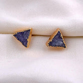 Earrings Charm Jewelry Simple Triangle Quartz Natural Stone 