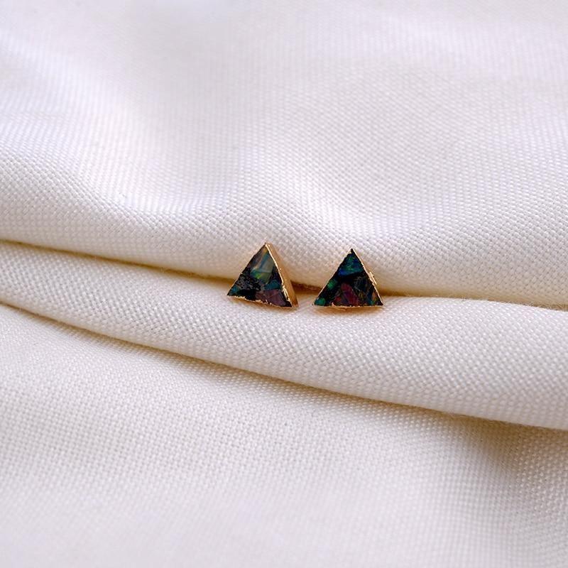 Earrings Charm Jewelry Triangle Fire Opal Pattern 