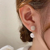 Elegant Ball Back Hanging Pearl Earrings Charm Jewelry ECJCY34 F - Touchy Style .