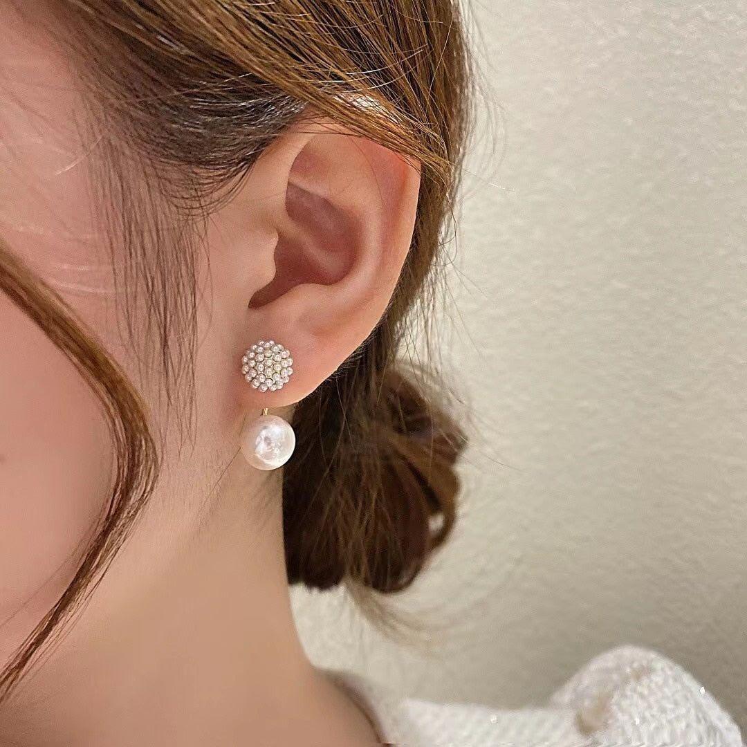 Elegant Ball Back Hanging Pearl Earrings Charm Jewelry ECJCY34 F - Touchy Style