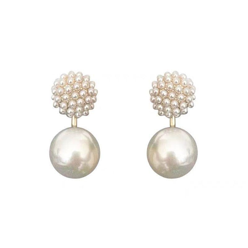 Elegant Ball Back Hanging Pearl Earrings Charm Jewelry ECJCY34 F - Touchy Style