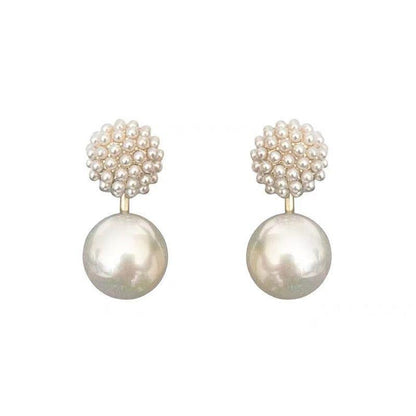 Elegant Ball Back Hanging Pearl Earrings Charm Jewelry ECJCY34 F - Touchy Style