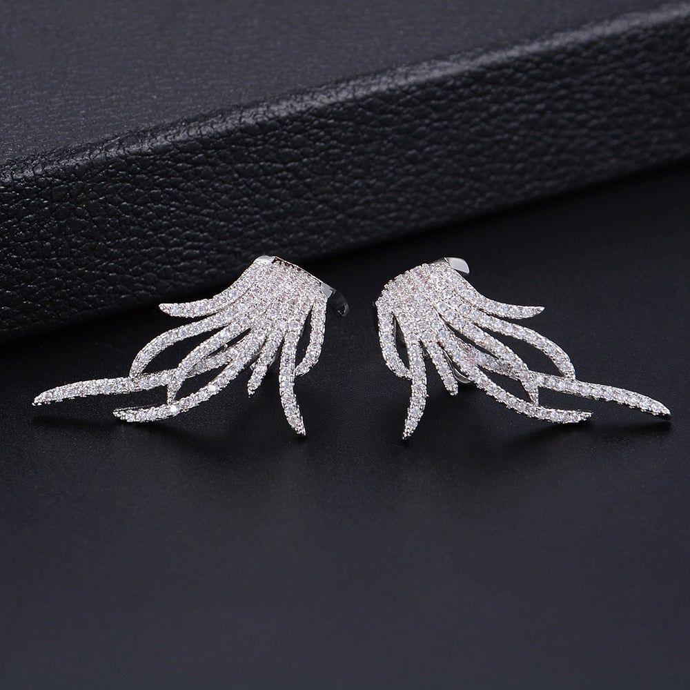 Elegant Famous Design Leaf Full Micro Paved Micro Zirconia Wedding Earring Fashion Earring Charm Jewelry - Touchy Style