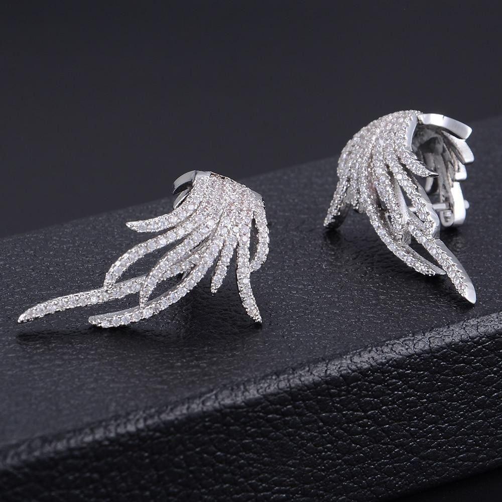 Elegant Famous Design Leaf Full Micro Paved Micro Zirconia Wedding Earring Fashion Earring Charm Jewelry - Touchy Style