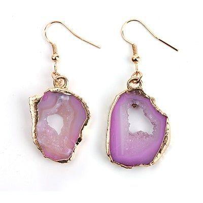 Exquisite Natural Stone Long Drop Earrings Charm Jewelry BS0235 - Touchy Style