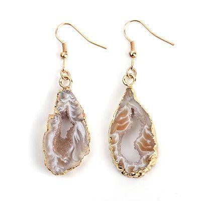 Exquisite Natural Stone Long Drop Earrings Charm Jewelry BS0235 - Touchy Style