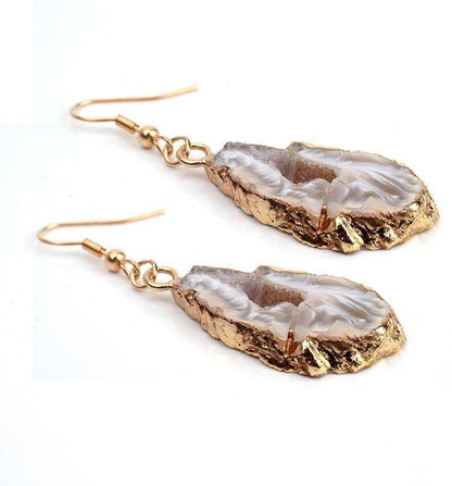 Exquisite Natural Stone Long Drop Earrings Charm Jewelry BS0235 - Touchy Style