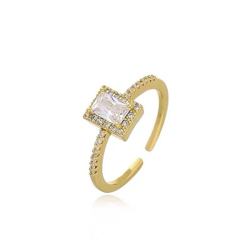 Exquisite Simple Square Zircon Open Finger Rings Charm Jewelry RCJNN46 - Touchy Style