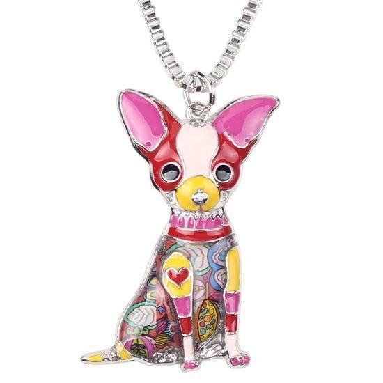 Fashion Acrylic Chihuahuas Dog Pattern Necklace Charm Jewelry BOS1054 - Touchy Style