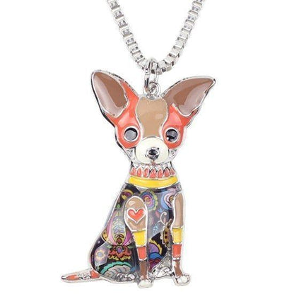 Fashion Acrylic Chihuahuas Dog Pattern Necklace Charm Jewelry BOS1054 - Touchy Style