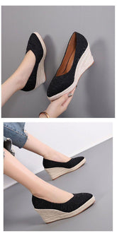 Fashion High Heels Women Wedges Casual Shoes GCSTY31 Retro Pumps A3800 - Touchy Style