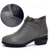 Fashion Leather Fur Ankle Boots Women&