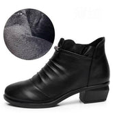 Fashion Leather Fur Ankle Boots Women&