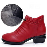 Fashion Leather Fur Ankle Boots Women&