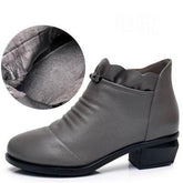 Fashion Leather Fur Ankle Boots Women&