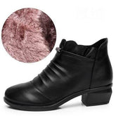 Fashion Leather Fur Ankle Boots Women&