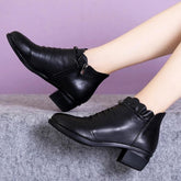 Fashion Leather Fur Ankle Boots Women&