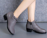 Fashion Leather Fur Ankle Boots Women&