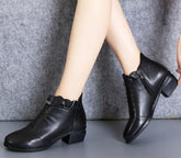 Fashion Leather Fur Ankle Boots Women&