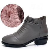 Fashion Leather Fur Ankle Boots Women&