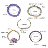 Fashion Natural Stone Bracelets Charm Jewelry Set BCJSH50 Boho Quartz Druzy Crystal Open Cuff - Touchy Style