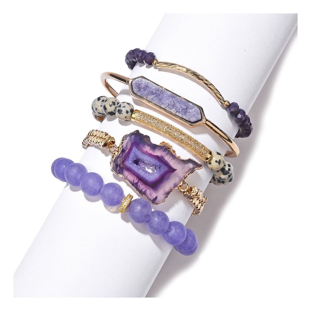 Fashion Natural Stone Bracelets Charm Jewelry Set BCJSH50 Boho