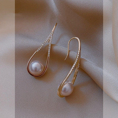 Fashion Pearl Geometric Golden Long Earrings Charm Jewelry XYS0121 - Touchy Style