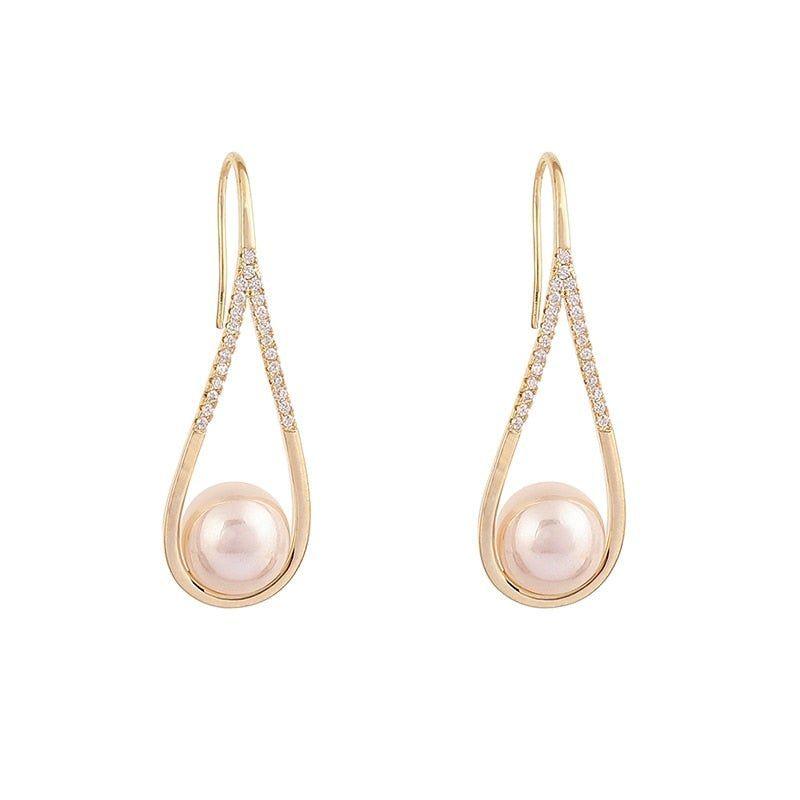 Fashion Pearl Geometric Golden Long Earrings Charm Jewelry XYS0121 - Touchy Style