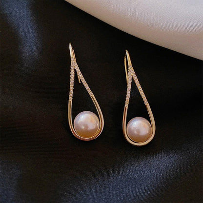 Fashion Pearl Geometric Golden Long Earrings Charm Jewelry XYS0121 - Touchy Style