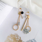 Fashion Simple Geometric Round Marble Long Earrings Charm Jewelry KIOS0408 - Touchy Style