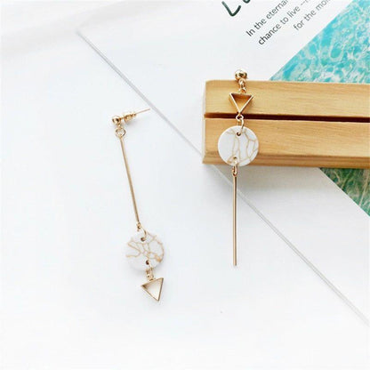 Fashion Simple Geometric Round Marble Long Earrings Charm Jewelry KIOS0408 - Touchy Style