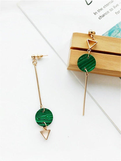 Fashion Simple Geometric Round Marble Long Earrings Charm Jewelry KIOS0408 - Touchy Style