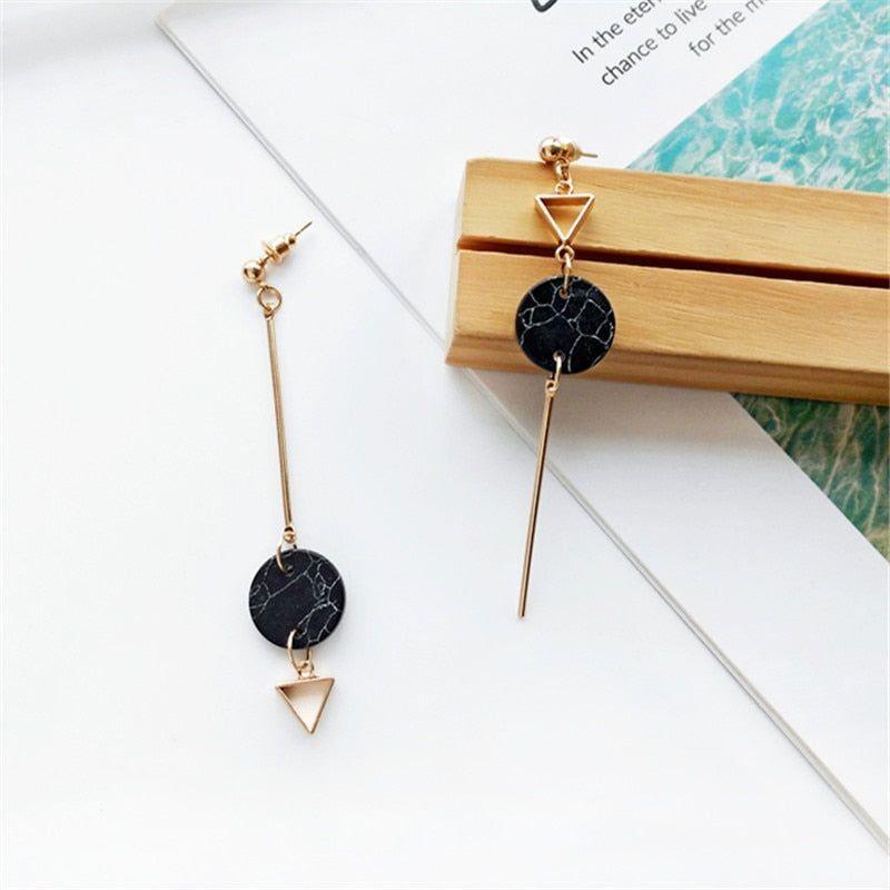 Fashion Simple Geometric Round Marble Long Earrings Charm Jewelry KIOS0408 - Touchy Style