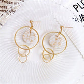 Fashion Simple Geometric Round Marble Long Earrings Charm Jewelry KIOS0408 - Touchy Style