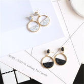 Fashion Simple Geometric Round Marble Long Earrings Charm Jewelry KIOS0408 - Touchy Style