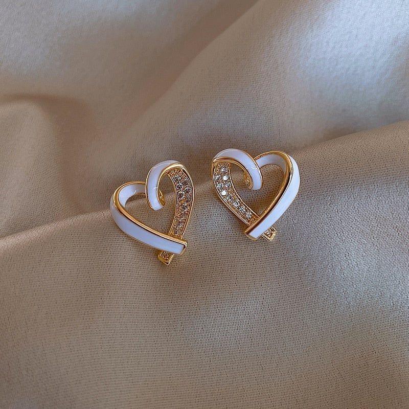 Fashion White Peach Heart Mini Earrings Charm Jewelry XYS0257 - Touchy Style