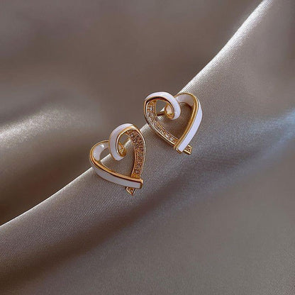 Fashion White Peach Heart Mini Earrings Charm Jewelry XYS0257 - Touchy Style