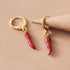 Fashionable Gold Chili Pendant Earrings and Necklace Set with Red Enamel Accents Charm Jewelry - Touchy Style