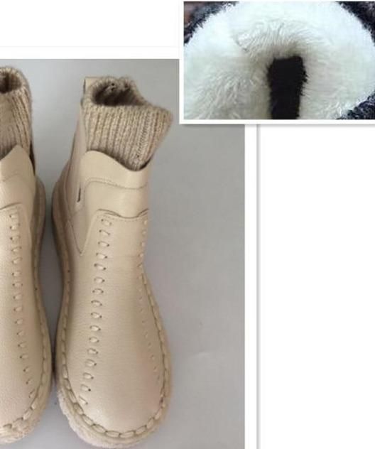 Female literary wool mouth short winter boots and handmade wool round thick soled ankle boots,4 colors - Touchy Style