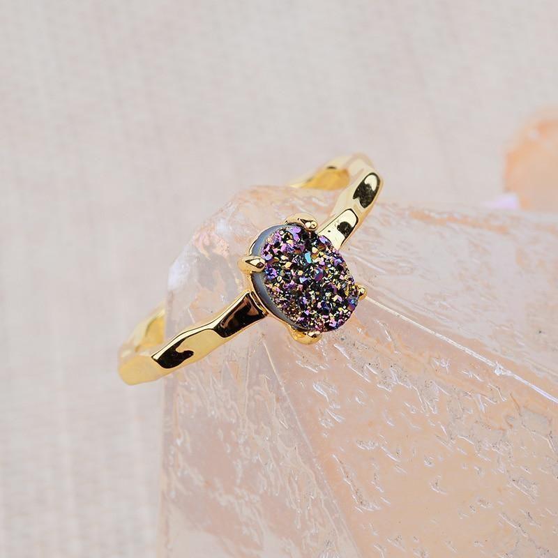 Finger Rings Charm Jewelry 32 Styles Natural Druzy Stone 