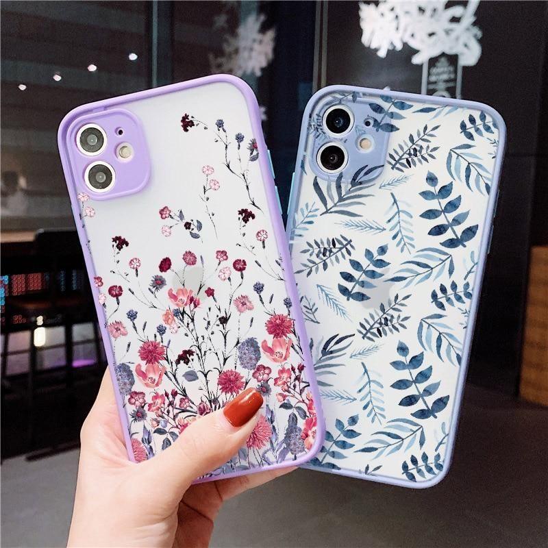 Flower Painted Cute Phone Cases For iPhone X XS MAX XR 6s 7 8 Plus SE 2 12 11 pro MAX - Touchy Style