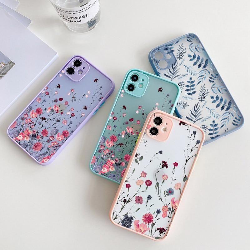 Flower Painted Cute Phone Cases For iPhone X XS MAX XR 6s 7 8 Plus SE 2 12 11 pro MAX - Touchy Style