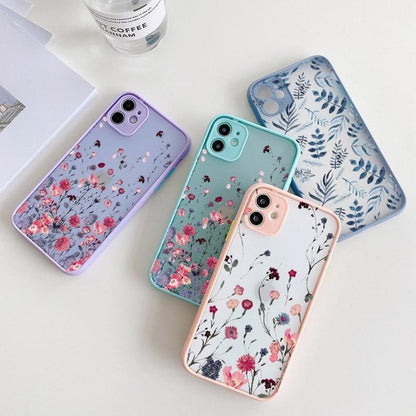 Flower Painted Cute Phone Cases For iPhone X XS MAX XR 6s 7 8 Plus SE 2 12 11 pro MAX - Touchy Style