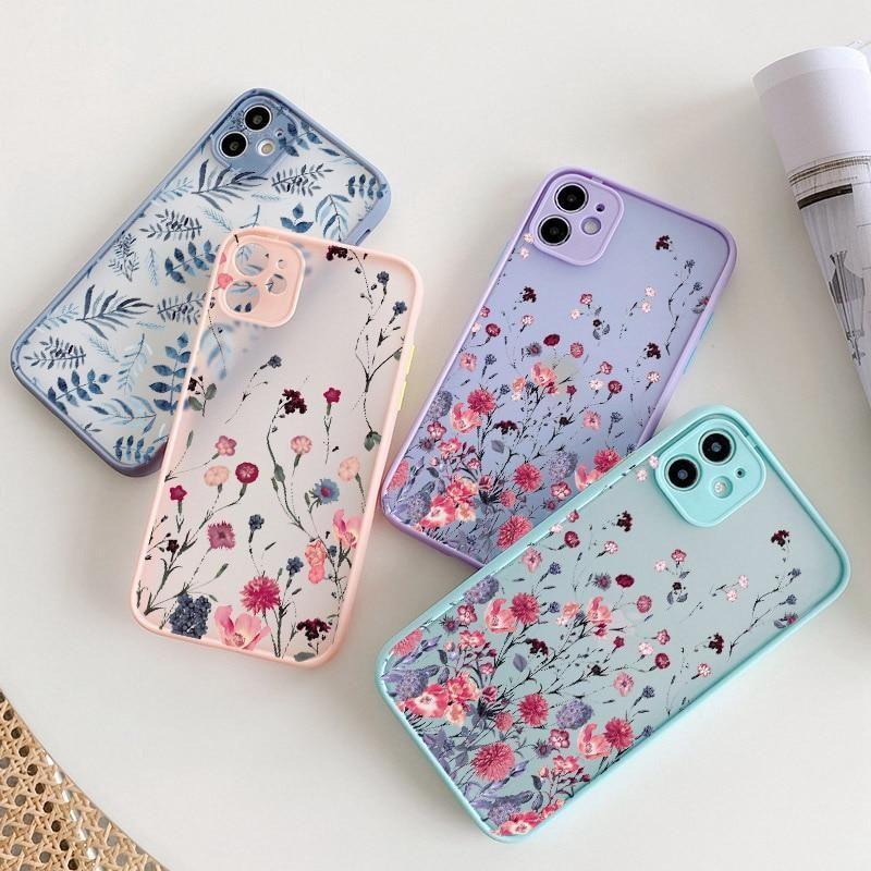 Flower Painted Cute Phone Cases For iPhone X XS MAX XR 6s 7 8 Plus SE 2 12 11 pro MAX - Touchy Style